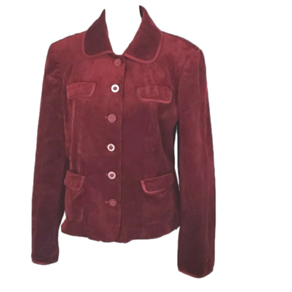 INC Jacket Blazer Size Small Burgundy Corduroy
